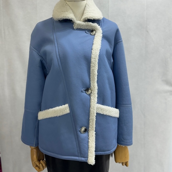 Blue leather jacket